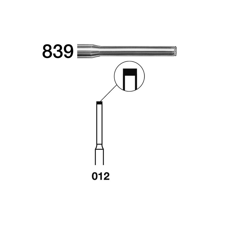 839.314.012  KOMET FRESA DIAMANTE CILINDRICA TURBINA ø 012 GRANO ESTANDAR 5 ud.