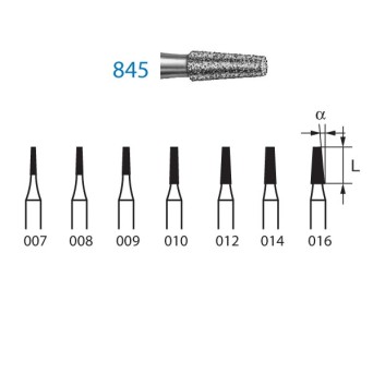 845.314.009  KOMET FRESA DIAMANTE CONICA TURBINA ø 009 GRANO ESTANDAR 5 ud.