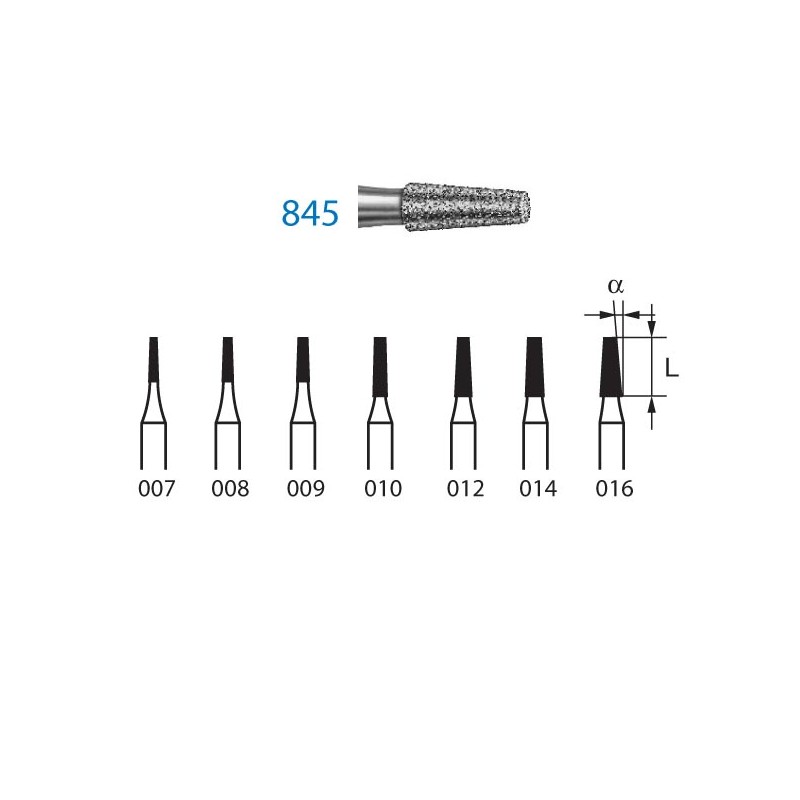 845.314.012  KOMET FRESA DIAMANTE CONICA TURBINA ø 012 GRANO ESTANDAR 5 ud.