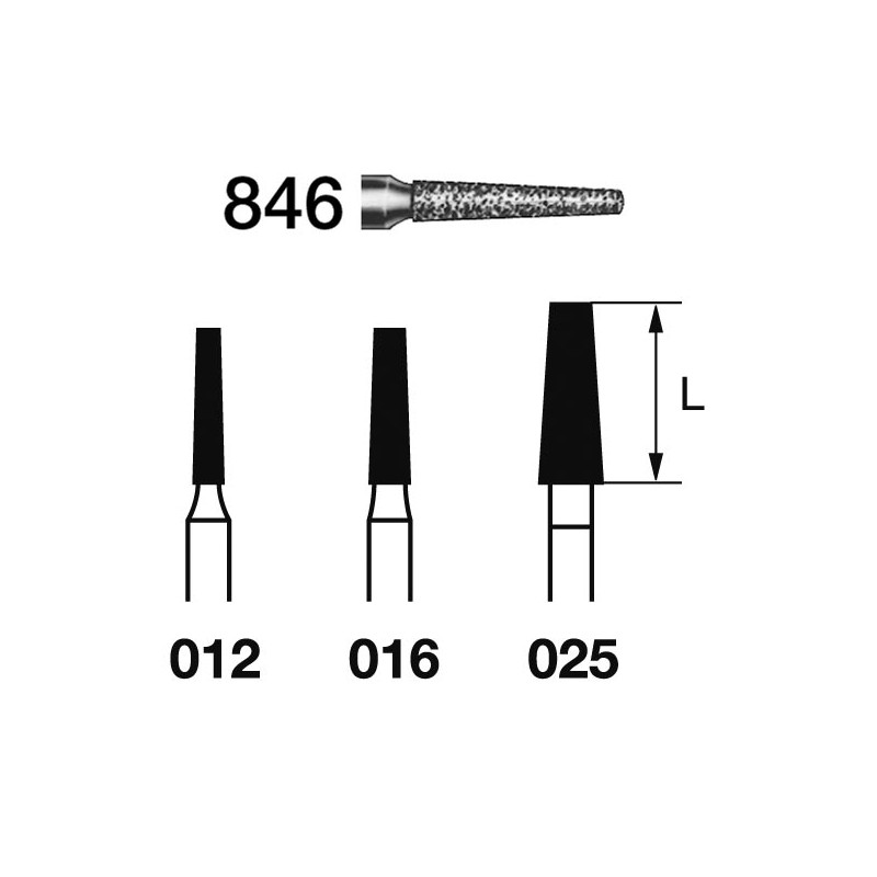 846.314.012  KOMET FRESA DIAMANTE CONICA TURBINA ø 012 GRANO ESTANDAR 5 ud.
