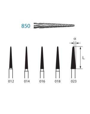 850.314.012  KOMET FRESA DIAMANTE CONICA REDONDEADA TURBINA ø 012 GRANO ESTANDAR 5 ud.