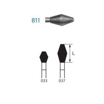 811.314.033  KOMET FRESA DIAMANTE CONO DOBLE TURBINA ø 033 GRANO ESTANDAR 5 ud.