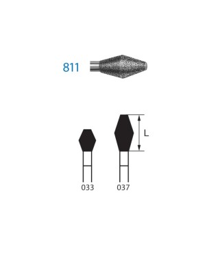 811.314.033  KOMET FRESA DIAMANTE CONO DOBLE TURBINA ø 033 GRANO ESTANDAR 5 ud.