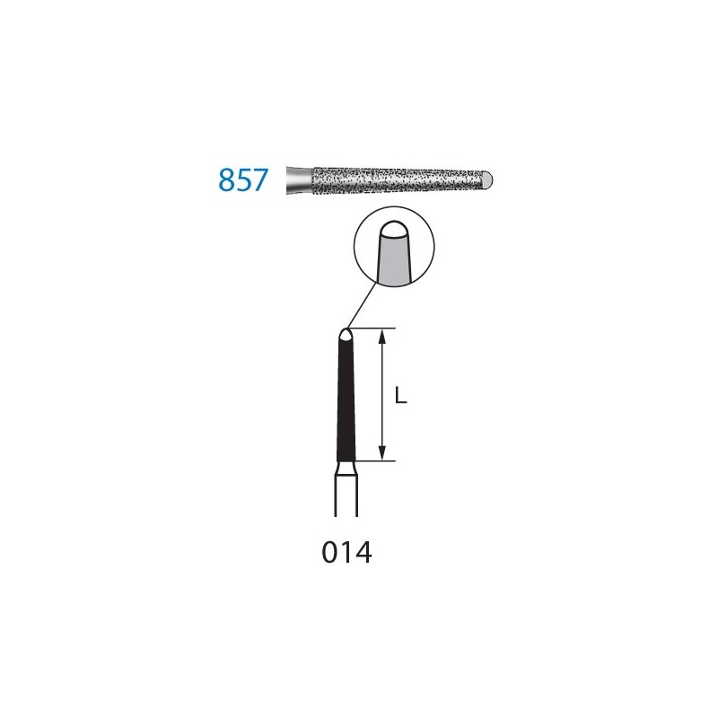 857.314.014  KOMET FRESA DIAMANTE CONICA TURBINA ø 014 GRANO ESTANDAR 5 ud.