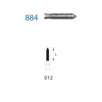 884.314.012  KOMET FRESA DIAMANTE CILINDRICA TURBINA ø 012 GRANO ESTANDAR 5 ud.