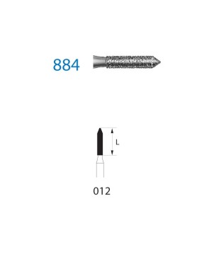 884.314.012  KOMET FRESA DIAMANTE CILINDRICA TURBINA ø 012 GRANO ESTANDAR 5 ud.