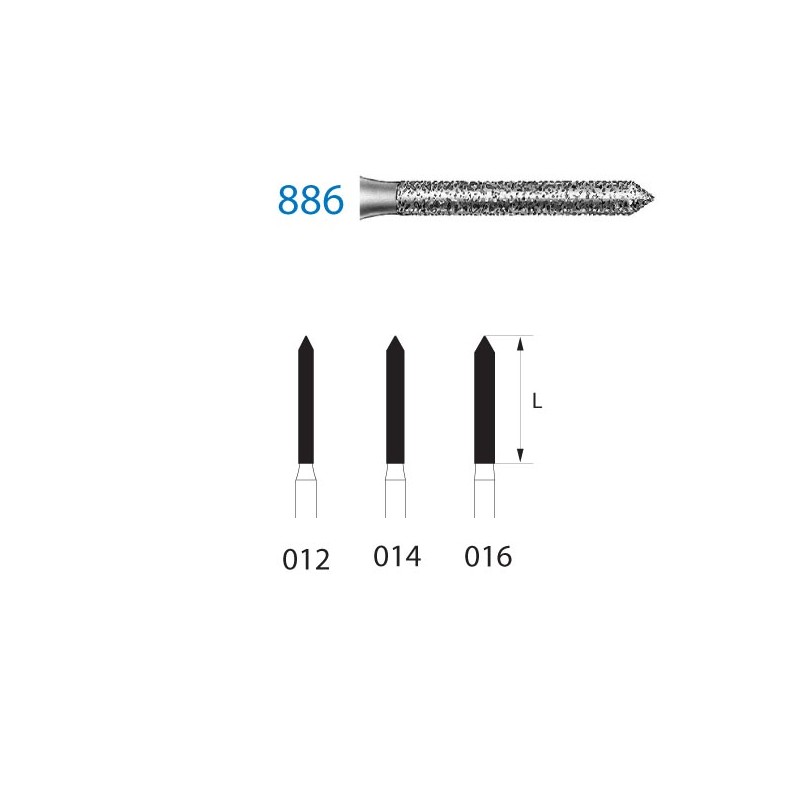 886.314.016  KOMET FRESA DIAMANTE CILINDRICA TURBINA ø 016 GRANO ESTANDAR 5 ud.