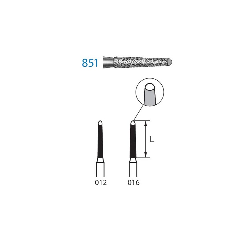 851.314.012  KOMET FRESA DIAMANTE CONICA TURBINA ø 012 GRANO ESTANDAR 5 ud.