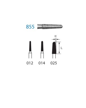 855.314.014  KOMET FRESA DIAMANTE CONICA REDONDEADA TURBINA ø 014 GRANO ESTANDAR 5 ud.