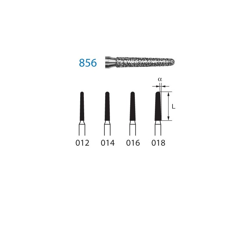 856.314.012  KOMET FRESA DIAMANTE CONICA REDONDEADA TURBINA ø 012 GRANO ESTANDAR 5 ud.