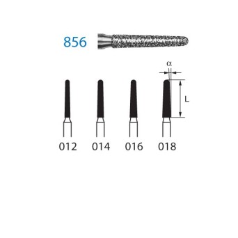 856.314.016  KOMET FRESA DIAMANTE CONICA REDONDEADA TURBINA ø 016 GRANO ESTANDAR 5 ud.