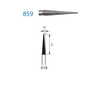 859.314.018  KOMET FRESA DIAMANTE LANZA TURBINA ø 018 GRANO ESTANDAR 5 ud.