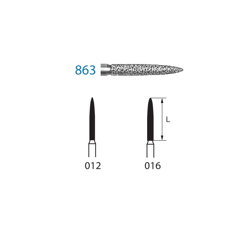 863.314.012  KOMET FRESA DIAMANTE LLAMA TURBINA ø 012 GRANO ESTANDAR 5 ud.