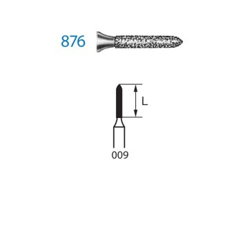 876.314.009  KOMET FRESA DIAMANTE TORPEDO TURBINA ø 009 GRANO ESTANDAR 5 ud.