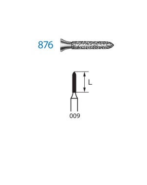 876.314.009  KOMET FRESA DIAMANTE TORPEDO TURBINA ø 009 GRANO ESTANDAR 5 ud.