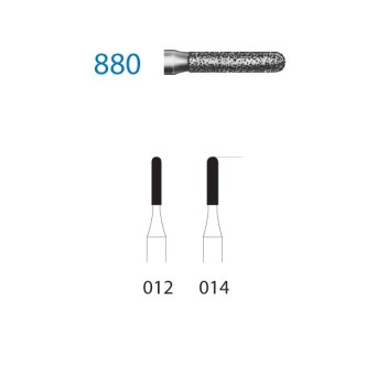 880.314.014  KOMET FRESA DIAMANTE CILINDRICA REDONDEADA TURBINA ø 014 GRANO ESTANDAR 5 ud.