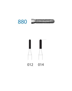 880.314.014  KOMET FRESA DIAMANTE CILINDRICA REDONDEADA TURBINA ø 014 GRANO ESTANDAR 5 ud.