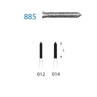 885.314.012  KOMET FRESA DIAMANTE CILINDRICA PUNTIAGUDA TURBINA ø 012 GRANO ESTANDAR 5 ud.
