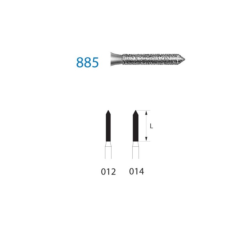 885.314.012  KOMET FRESA DIAMANTE CILINDRICA PUNTIAGUDA TURBINA ø 012 GRANO ESTANDAR 5 ud.