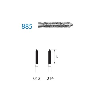 885.314.012  KOMET FRESA DIAMANTE CILINDRICA PUNTIAGUDA TURBINA ø 012 GRANO ESTANDAR 5 ud.