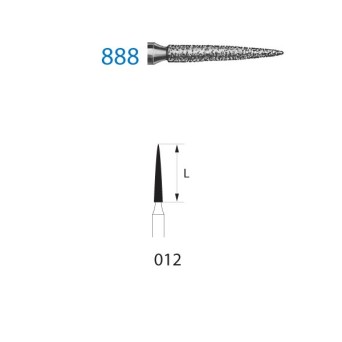 888.314.012  KOMET FRESA DIAMANTE LLAMA TURBINA ø 012 GRANO ESTANDAR 5 ud.