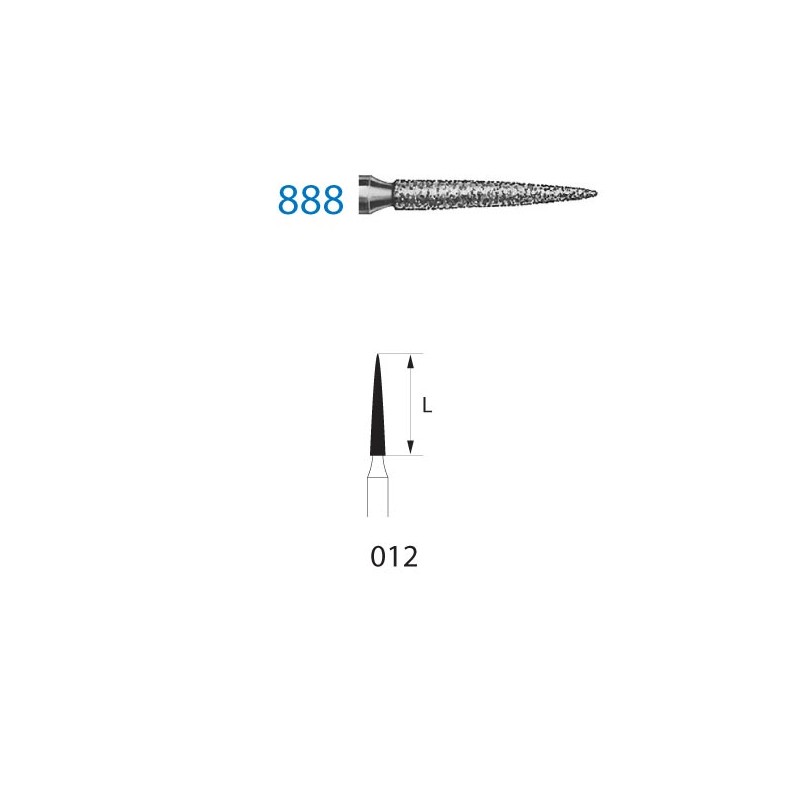 888.314.012  KOMET FRESA DIAMANTE LLAMA TURBINA ø 012 GRANO ESTANDAR 5 ud.
