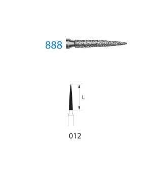 888.314.012  KOMET FRESA DIAMANTE LLAMA TURBINA ø 012 GRANO ESTANDAR 5 ud.