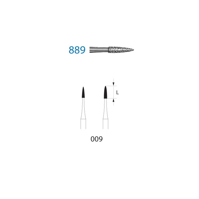 889.314.009  KOMET FRESA DIAMANTE LLAMA TURBINA ø 009 GRANO ESTANDAR 5 ud.
