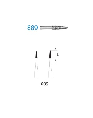 889.314.009  KOMET FRESA DIAMANTE LLAMA TURBINA ø 009 GRANO ESTANDAR 5 ud.