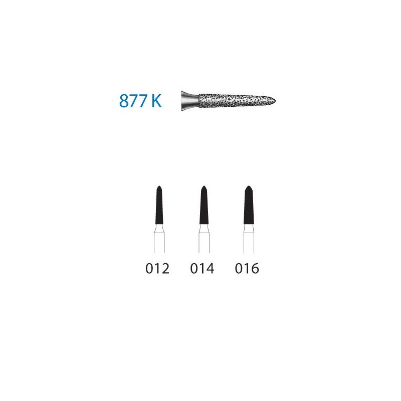 877K.314.016  KOMET FRESA DIAMANTE TORPEDO CONICA TURBINA ø 016 GRANO ESTANDAR 5 ud.