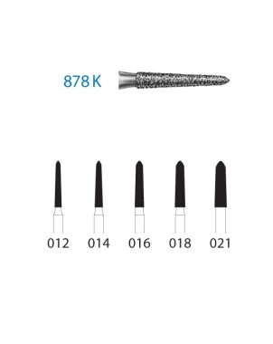 878K.314.016  KOMET FRESA DIAMANTE TORPEDO CONICA TURBINA ø 016 GRANO ESTANDAR 5 ud.