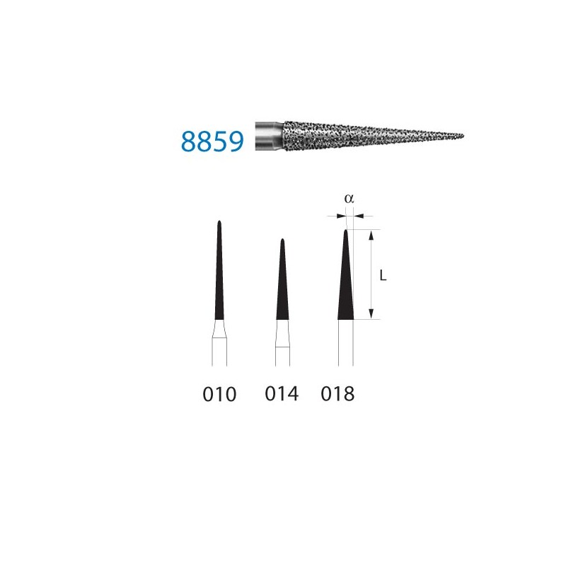 8859.314.010  KOMET FRESA DIAMANTE LANZA TURBINA ø 010 GRANO FINO 5 ud.