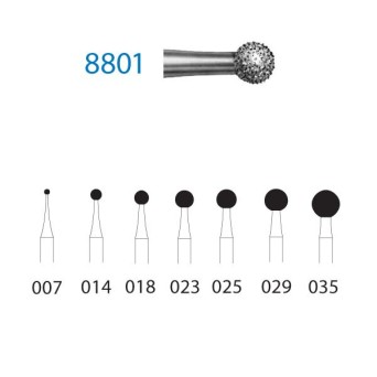8801.314.023  KOMET FRESA DIAMANTE BOLA TURBINA ø 023 GRANO FINO 5 ud.