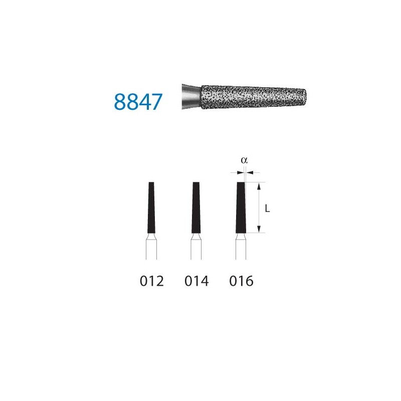 8847.314.012  KOMET FRESA DIAMANTE CONICA TURBINA ø 012 GRANO FINO 5 ud.