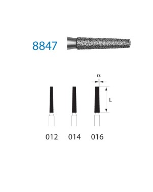 8847.314.012  KOMET FRESA DIAMANTE CONICA TURBINA ø 012 GRANO FINO 5 ud.