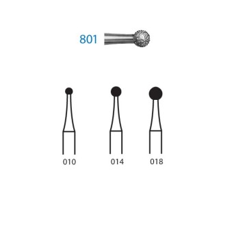 801.313.010  KOMET FRESA DIAMANTE BOLA TURBINA CORTO ø 010 GRANO ESTANDAR 5 ud.