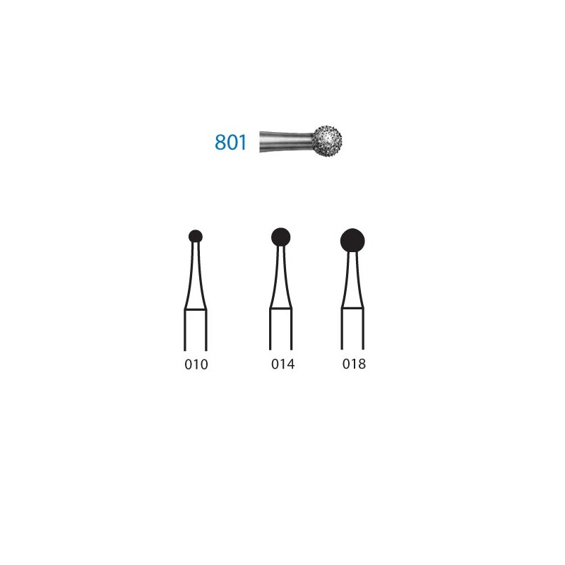 801.313.010  KOMET FRESA DIAMANTE BOLA TURBINA CORTO ø 010 GRANO ESTANDAR 5 ud.