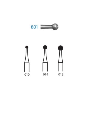 801.313.010  KOMET FRESA DIAMANTE BOLA TURBINA CORTO ø 010 GRANO ESTANDAR 5 ud.