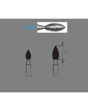8368.204.016  KOMET FRESA DIAMANTE BALON RUGBY CONTRAANGULO ø 016 GRANO FINO 5 ud.