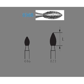 8368.204.023  KOMET FRESA DIAMANTE BALON RUGBY CONTRAANGULO ø 023 GRANO FINO 5 ud.