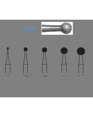 801EF.314.023  KOMET FRESA DIAMANTE BOLA TURBINA ø 023 GRANO EXTRA FINO 5 ud.