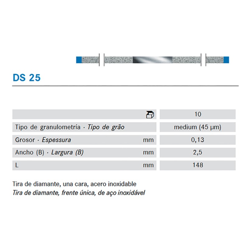 TIRAS PULIR KOMET DS25.0. KOMET diamante 10 ud