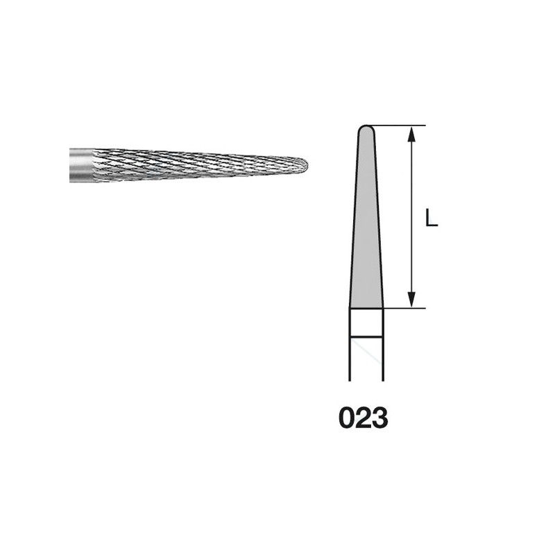 H261EF.104.023 KOMET FRESA C. TUNGSTENO CONICA REDONDEADA PIEZA DE MANO ø 023 - 1uds