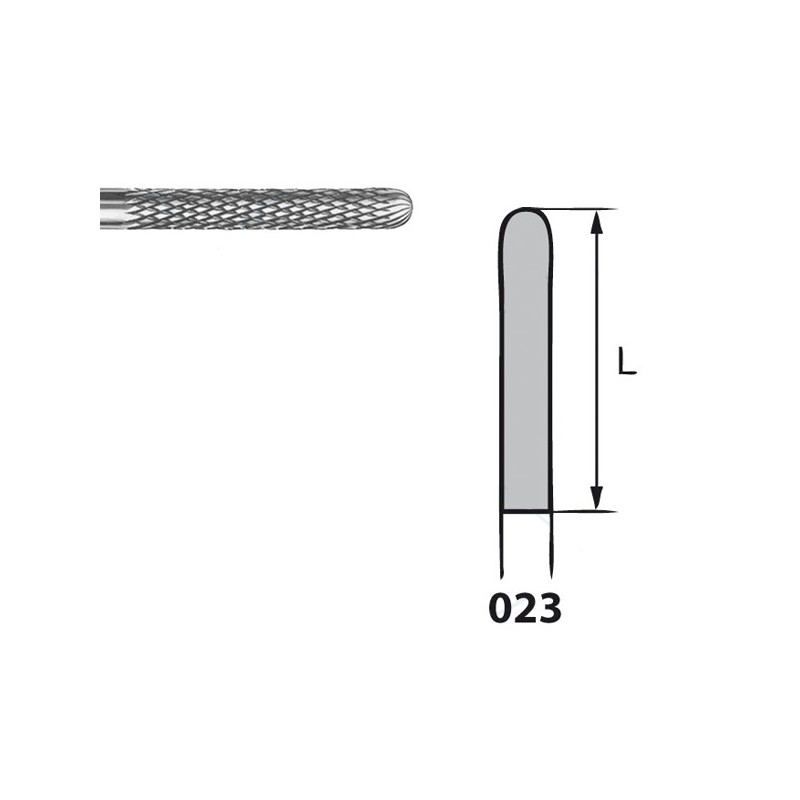 H364RE.104.023 KOMET FRESA C. TUNGSTENO CILINDRICA REDONDEADA PIEZA DE MANO ø 023 - 1uds