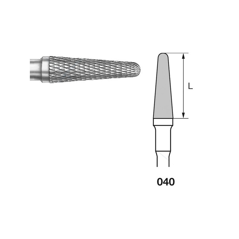 H79DF.104.040 KOMET FRESA C. TUNGSTENO CONICA REDONDEADA PIEZA DE MANO ø 040 - 1uds
