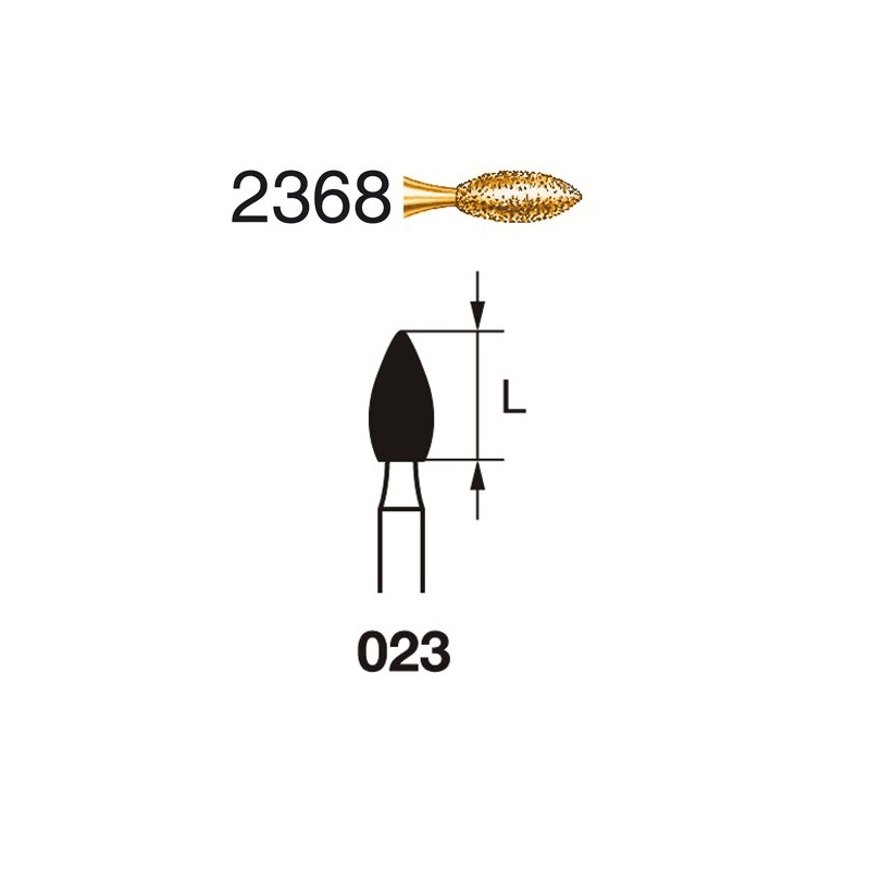 2368.314.023  KOMET FRESA DIAMANTE BALON RUGBY TURBINA ø 023 GRANO EXTRA GRUESO 5 ud.