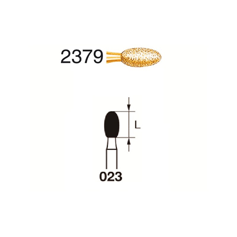 2379.314.023  KOMET FRESA DIAMANTE HUEVO TURBINA ø 023 GRANO EXTRA GRUESO 5 ud.