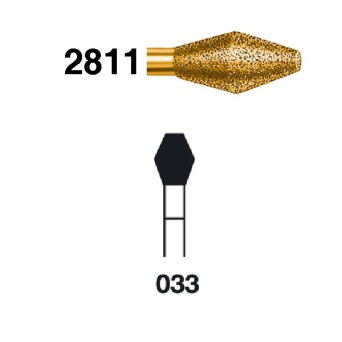 2811.314.033  KOMET FRESA DIAMANTE CONO DOBLE TURBINA ø 033 GRANO EXTRA GRUESO 5 ud.