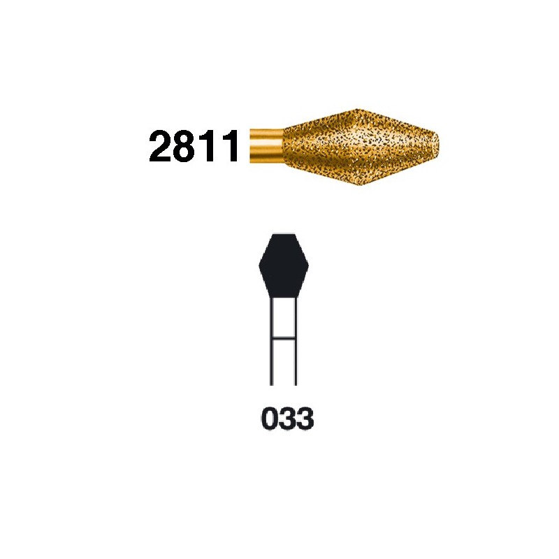 2811.314.033  KOMET FRESA DIAMANTE CONO DOBLE TURBINA ø 033 GRANO EXTRA GRUESO 5 ud.
