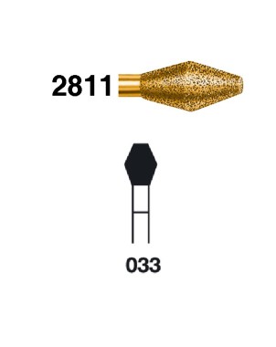 2811.314.033  KOMET FRESA DIAMANTE CONO DOBLE TURBINA ø 033 GRANO EXTRA GRUESO 5 ud.